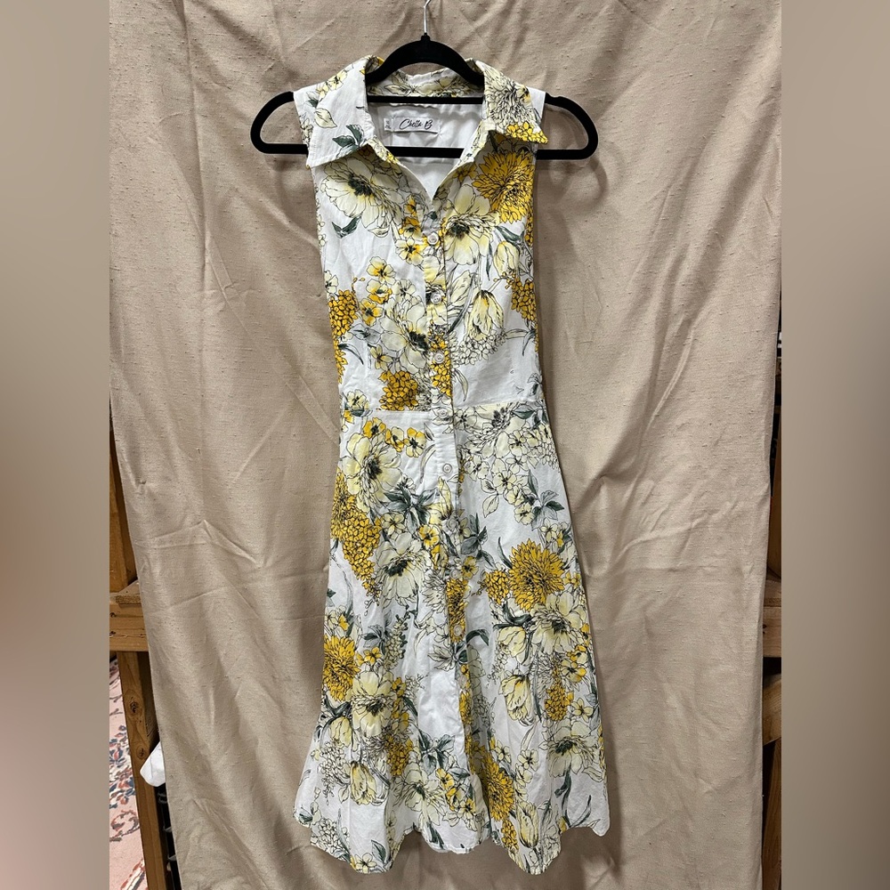 Chetta B Yellow and Green Sleeveless Sundress